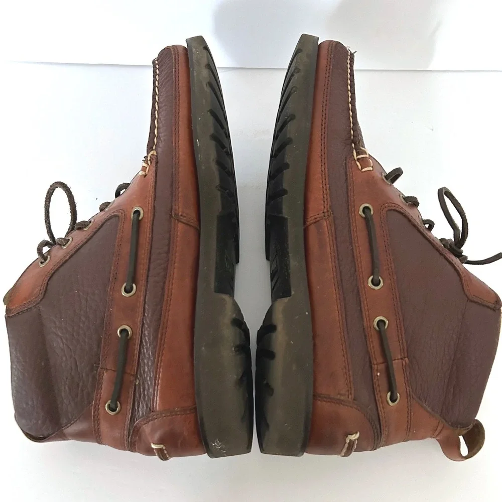 L.L. Bean Eastport Chukka Boots Men 10 D Brown Leather Lug Sole Moc Toe 244479